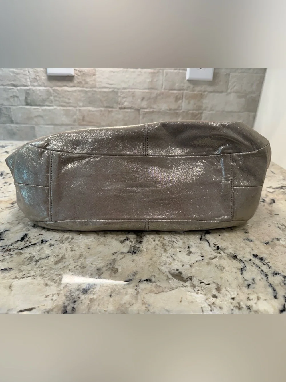 Coach EUC Metallic Pearl Leather Soho Shoulder Bag w/Wallet
